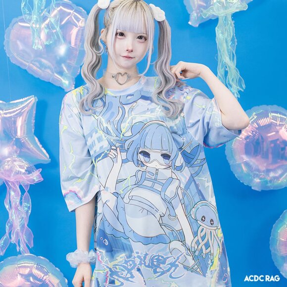 ACDC RAG - Cyber Jellyfish Anime Oversized Tee - Picture 2 of 8